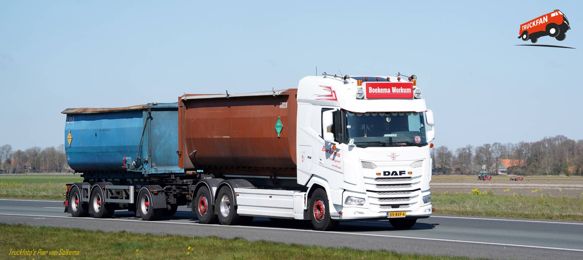 DAF XG open box truck on the road on the A6 near Lemsterhop