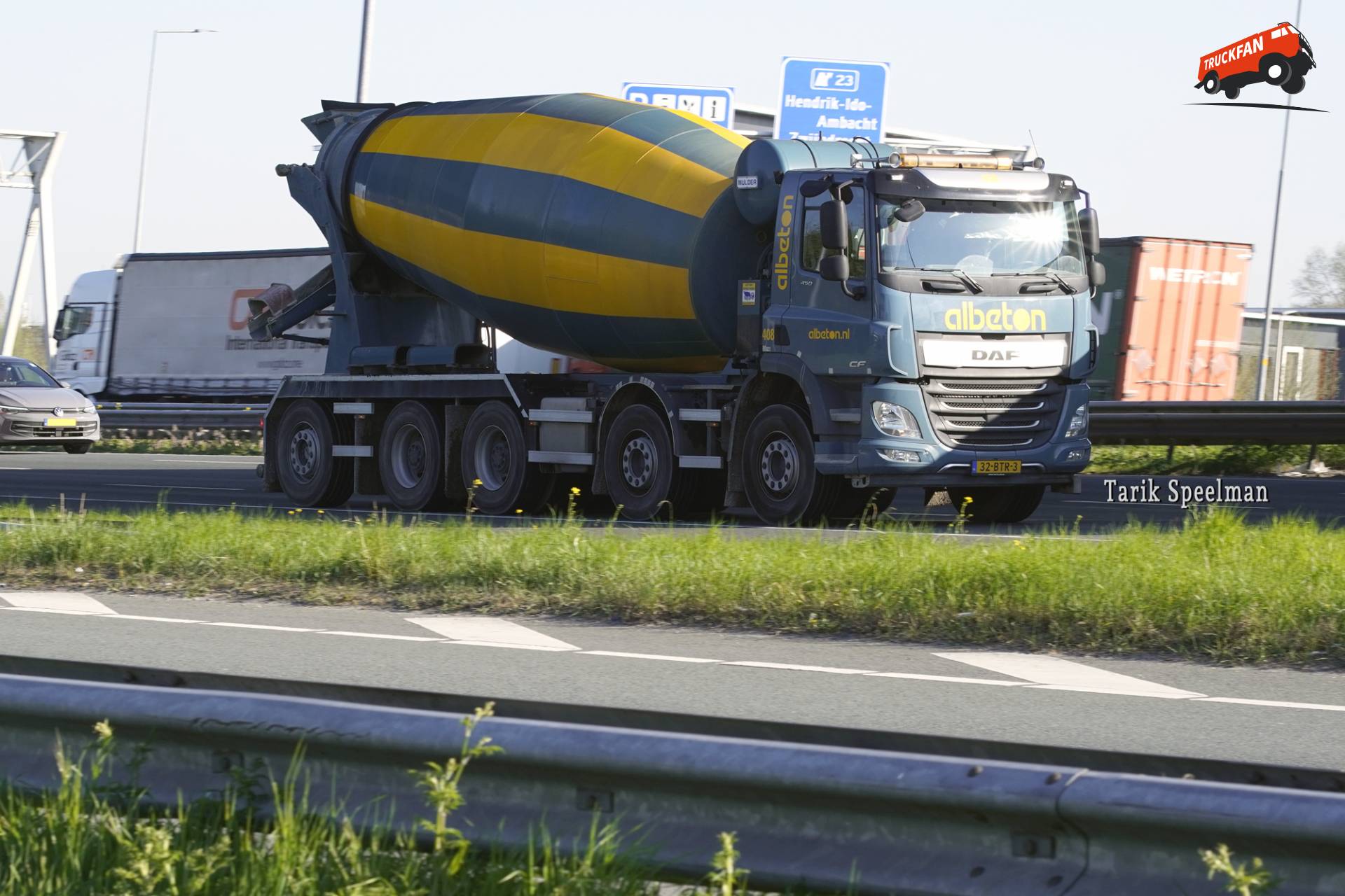 408, DAF CF Euro 6 betonmixer op de A16