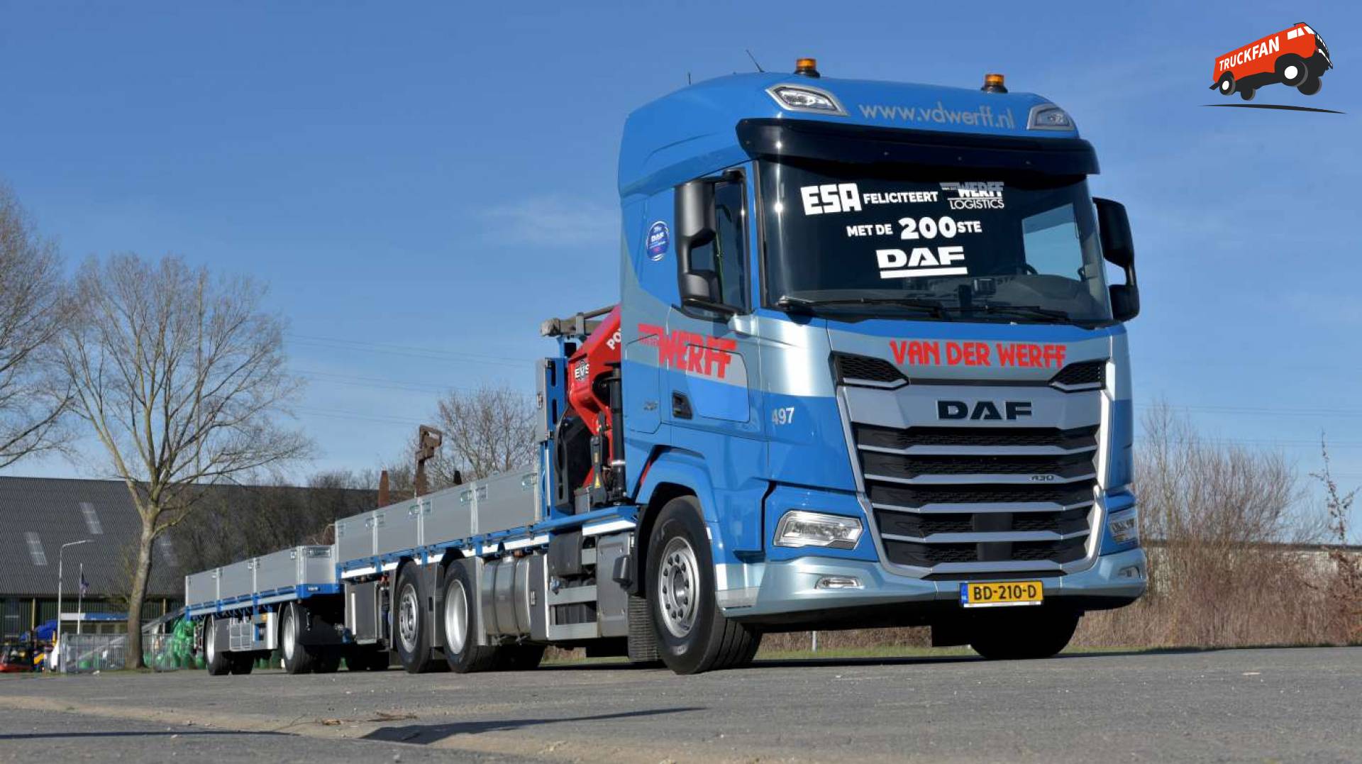 DAF XF 430 FAN met HMF 5020 autolaadkraan en Draco aanhangwagen