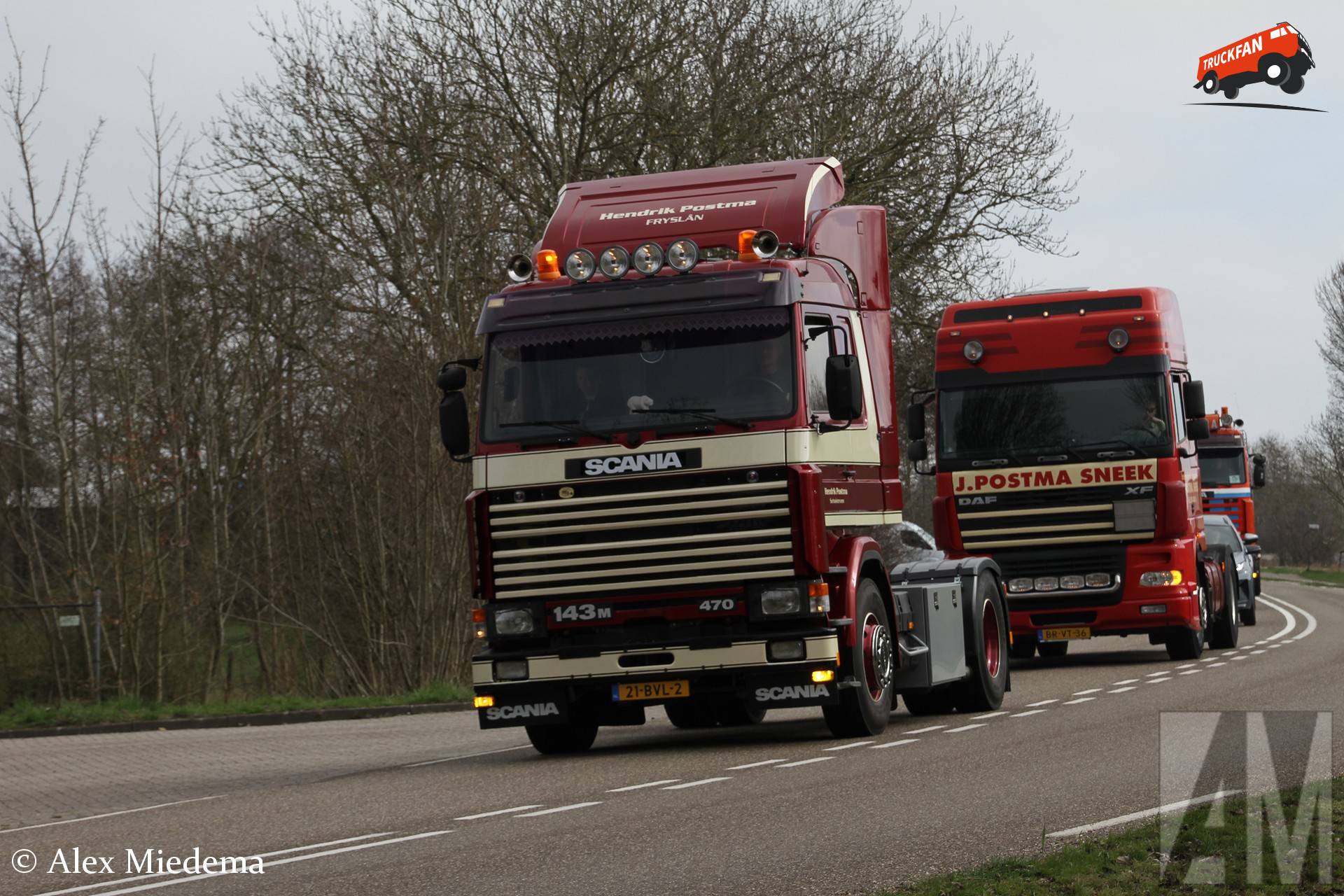 Scania 143M470 truck in de noordwesthoek van Friesland