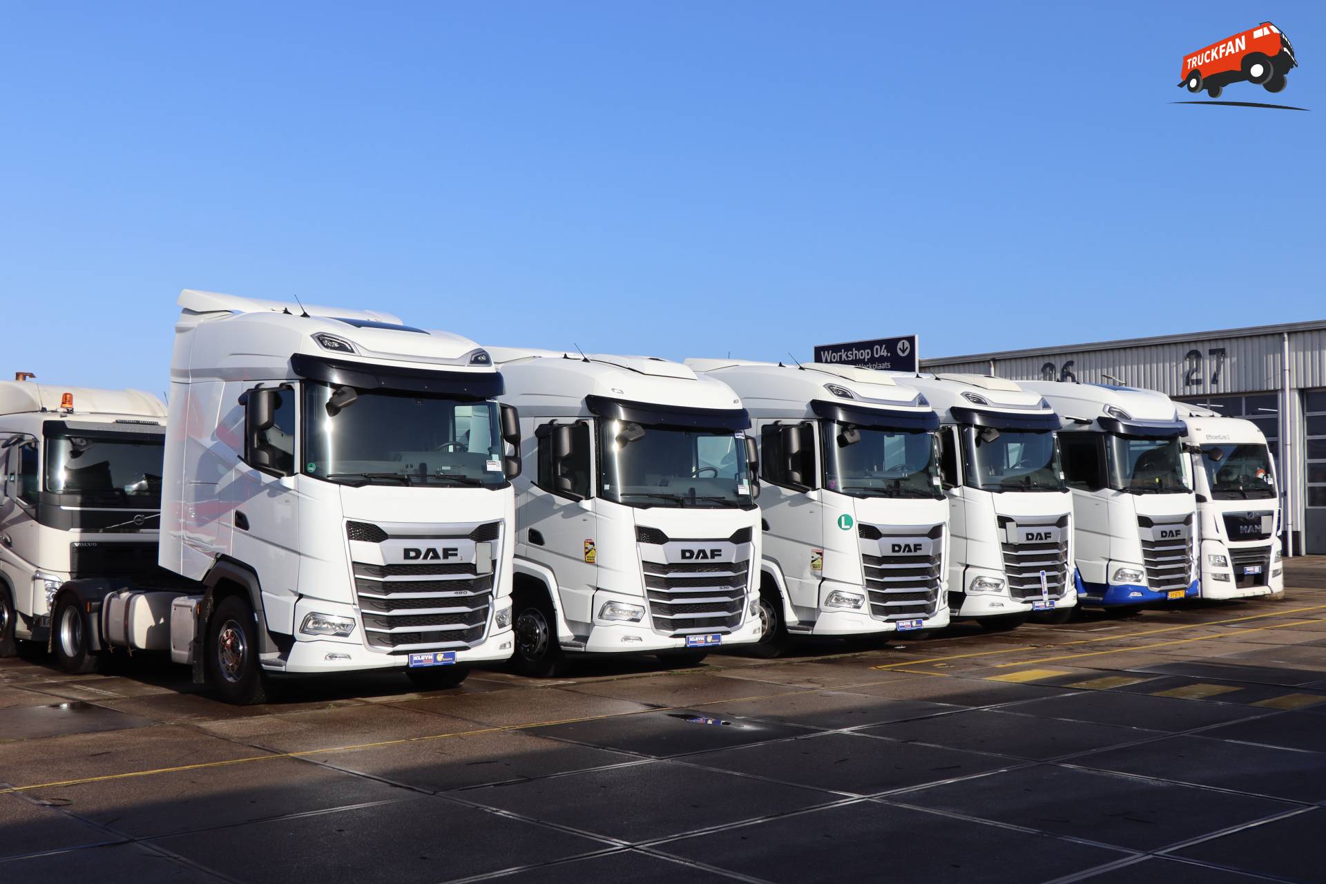 Rij van DAF trucks bij Kleyn Trucks