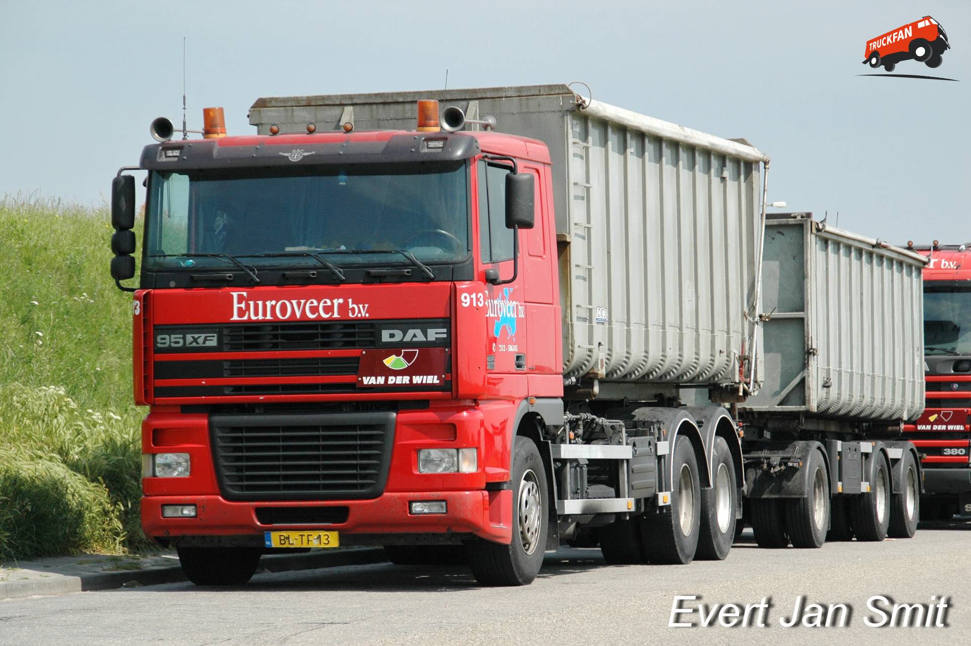 DAF 95XF380 containercombinatie op A7 Scheemderzwaag
