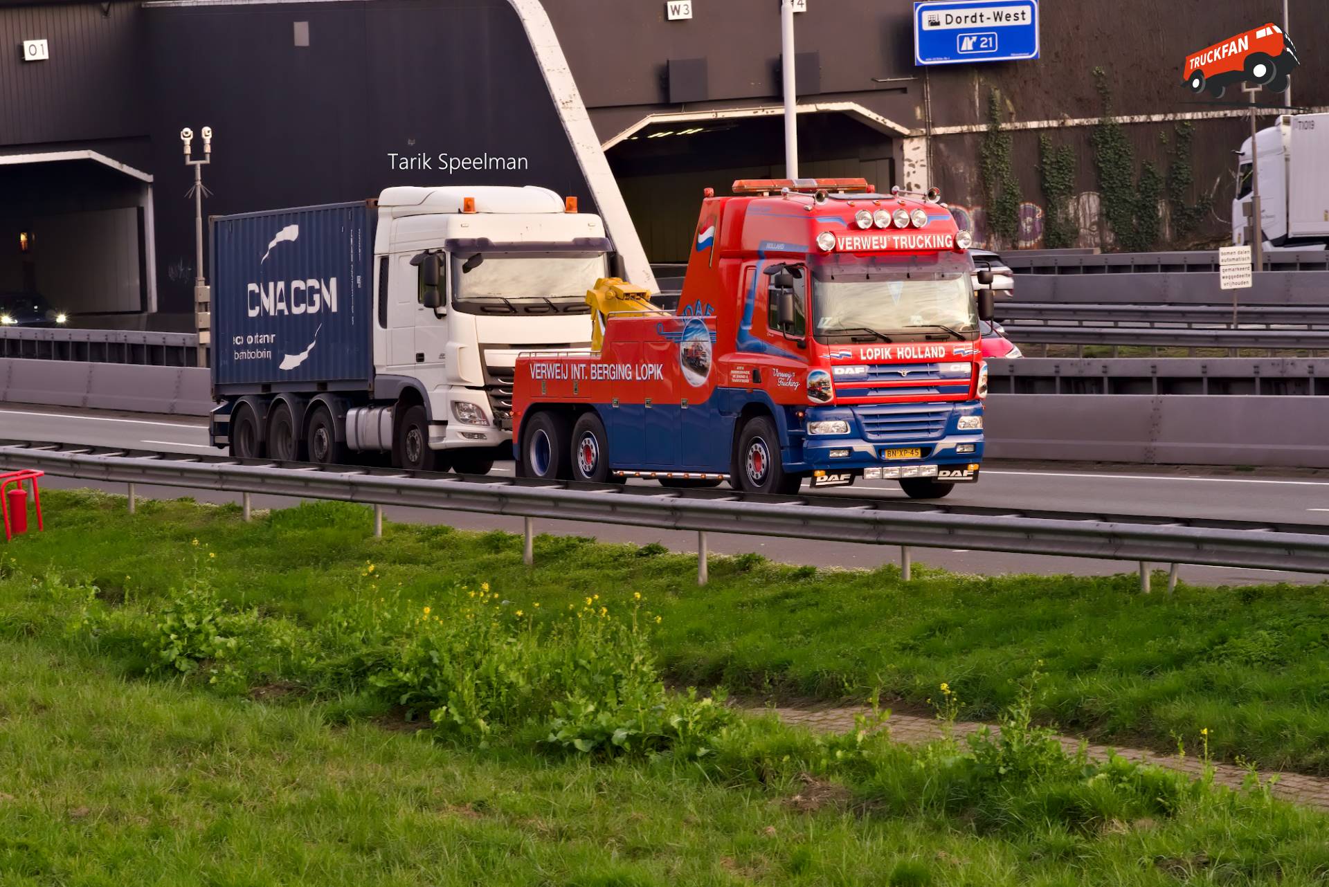 DAF CF 85 vrachtwagen op A16