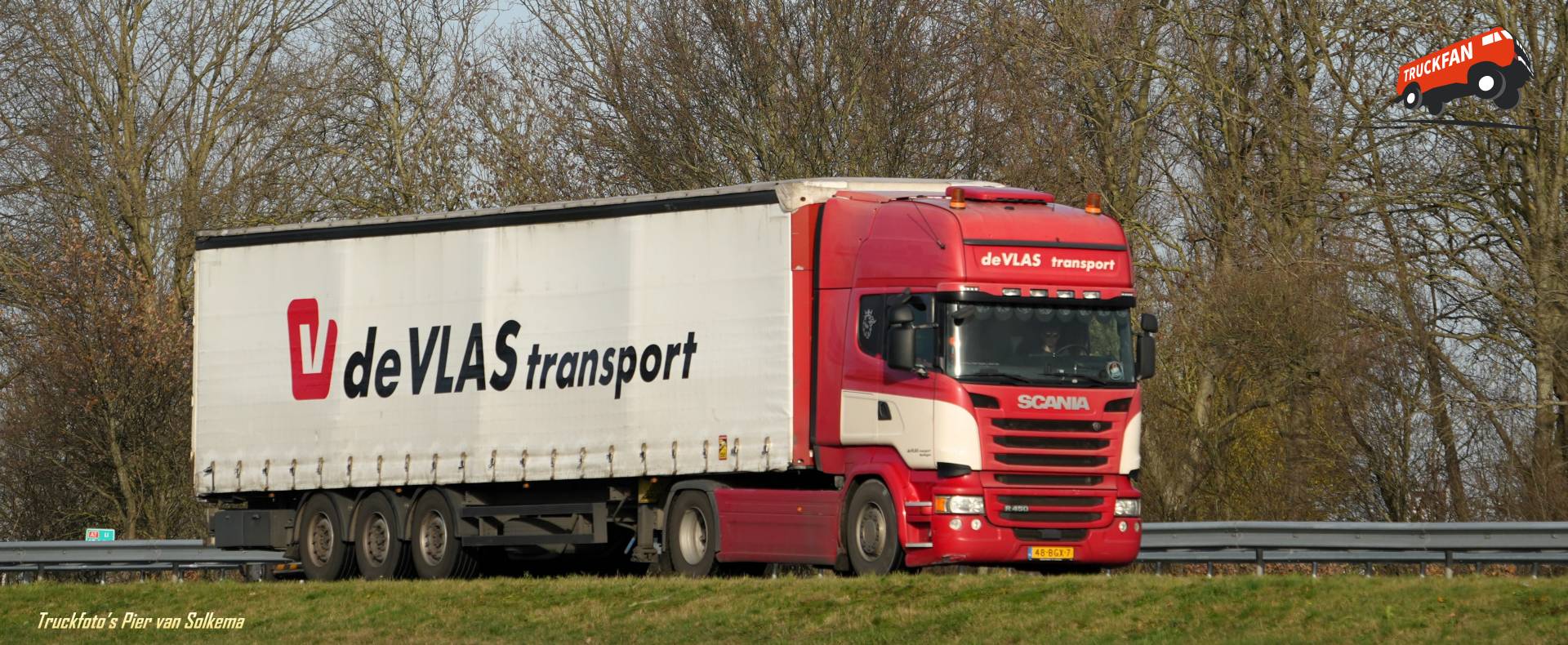 Scania R450 truck on the A7 near Sneek