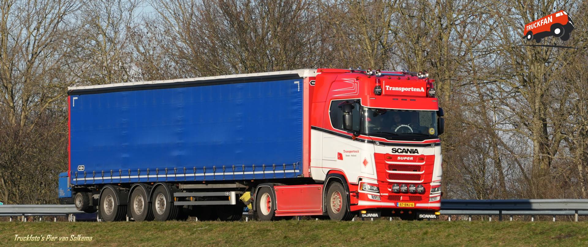 Scania S450 truck on the A7 near Sneek
