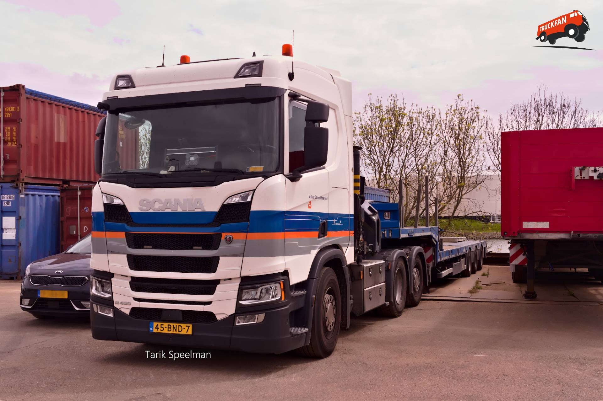 Scania R450 vrachtwagen met nummer 45-BND-7
