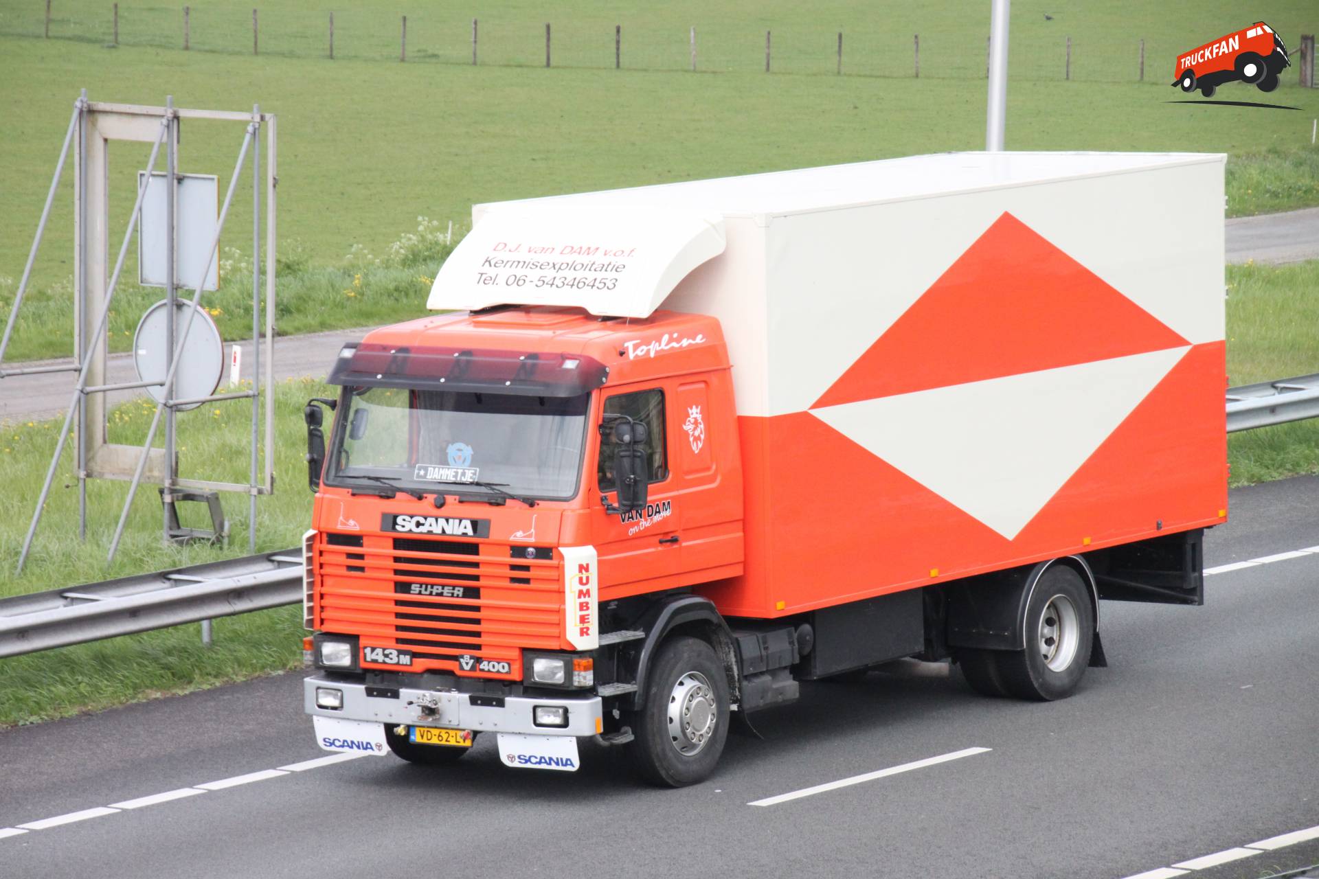 Scania 143 truck of van Dam company