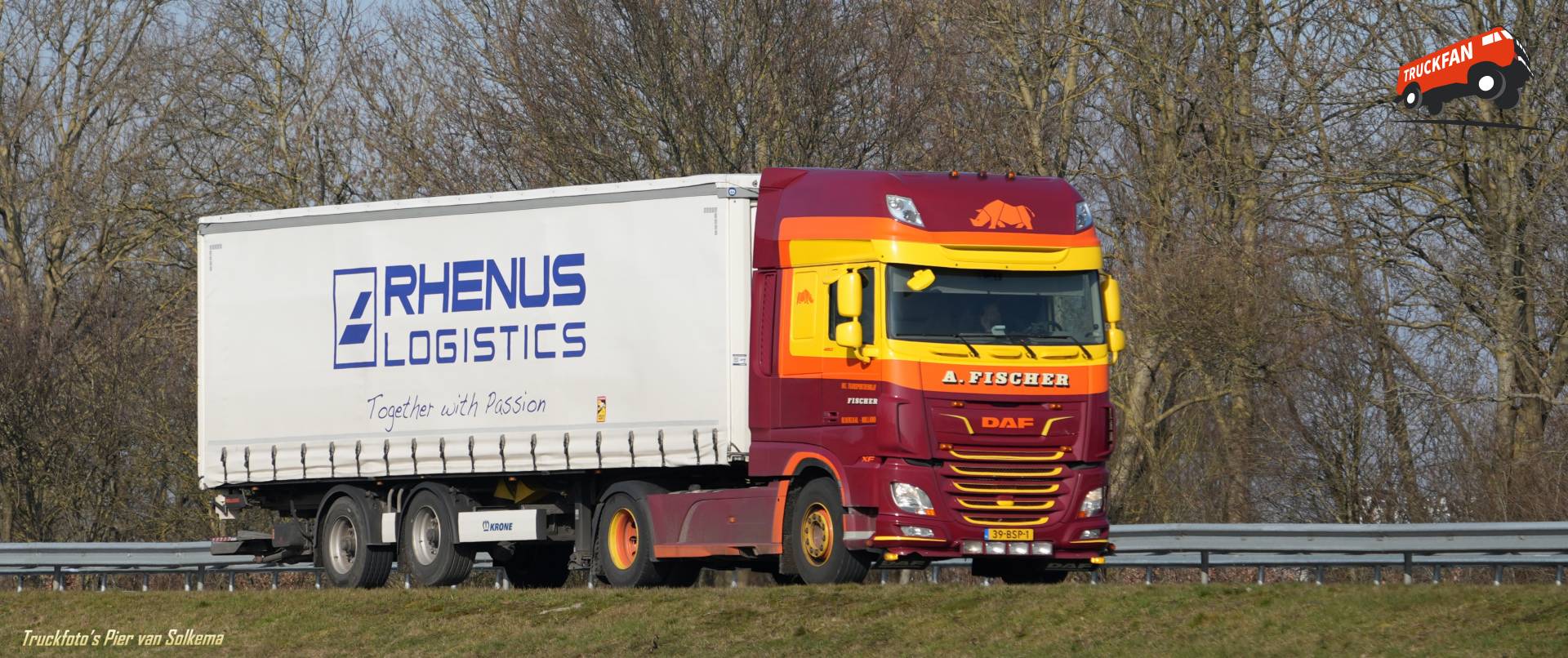 DAF XF truck on the A7 near Sneek