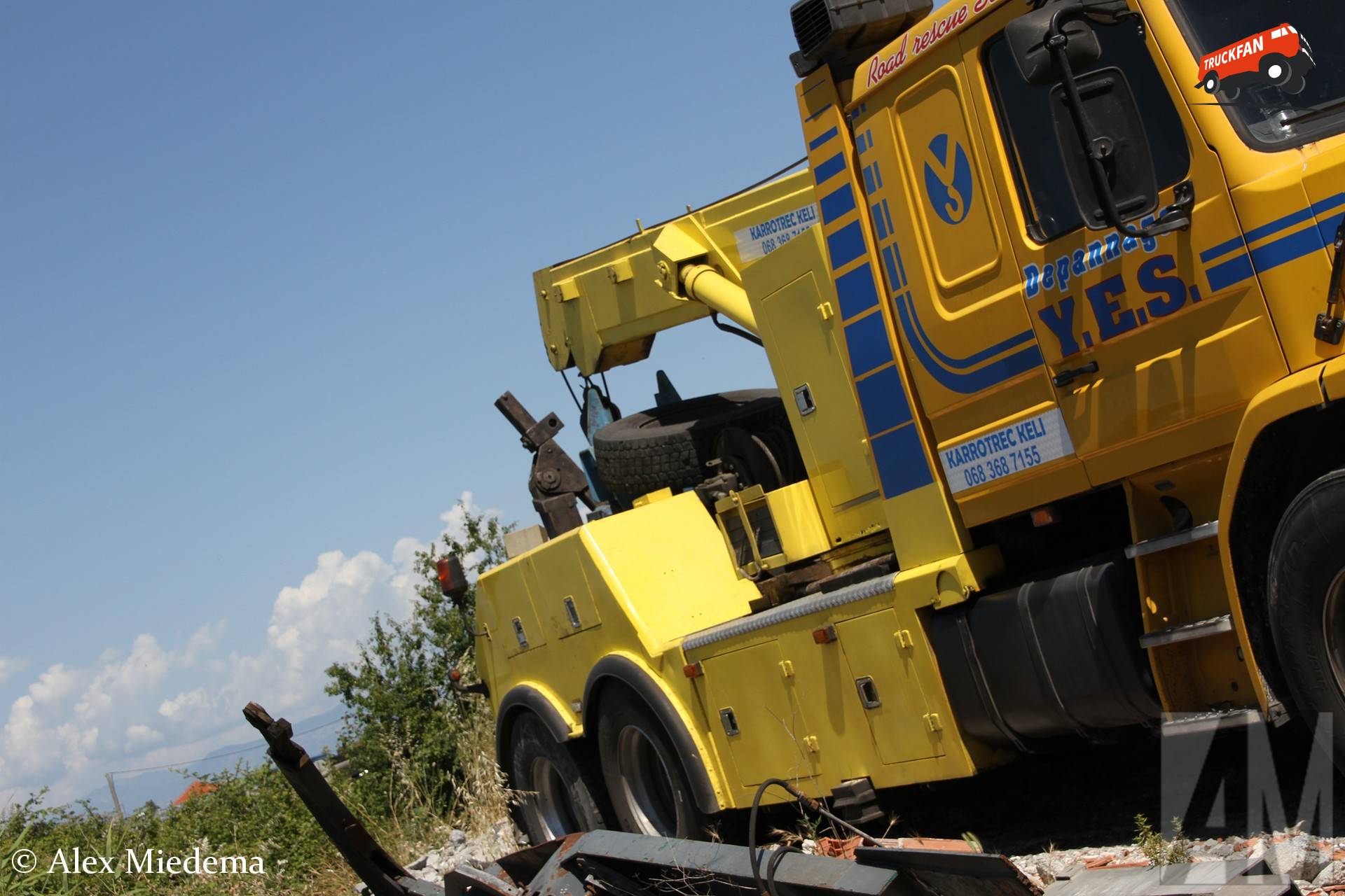 Scania T112 met ingekorte telescoopkraanmast