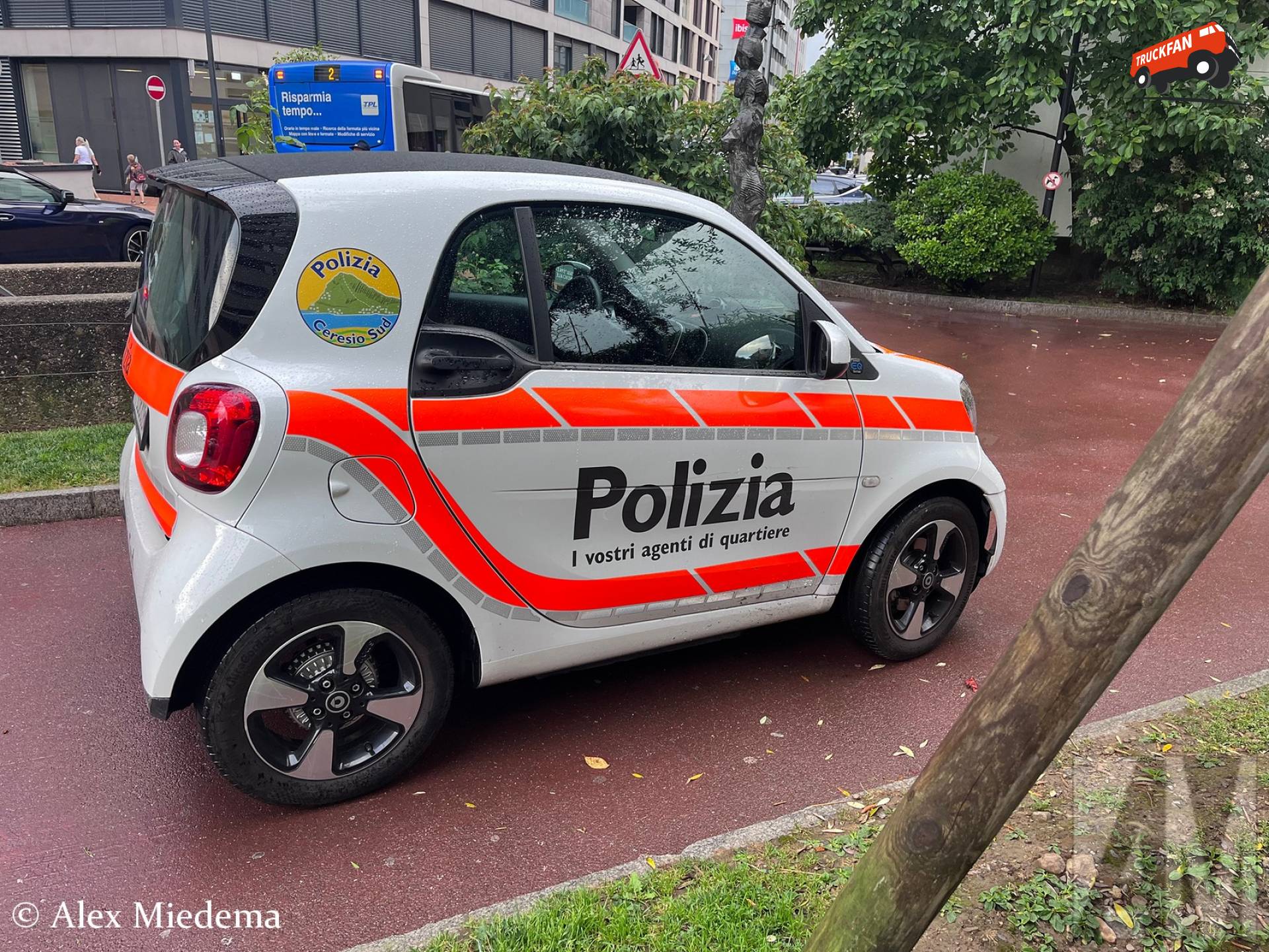 Smart ForTwo politievoertuig in Paradiso, Zwitserland