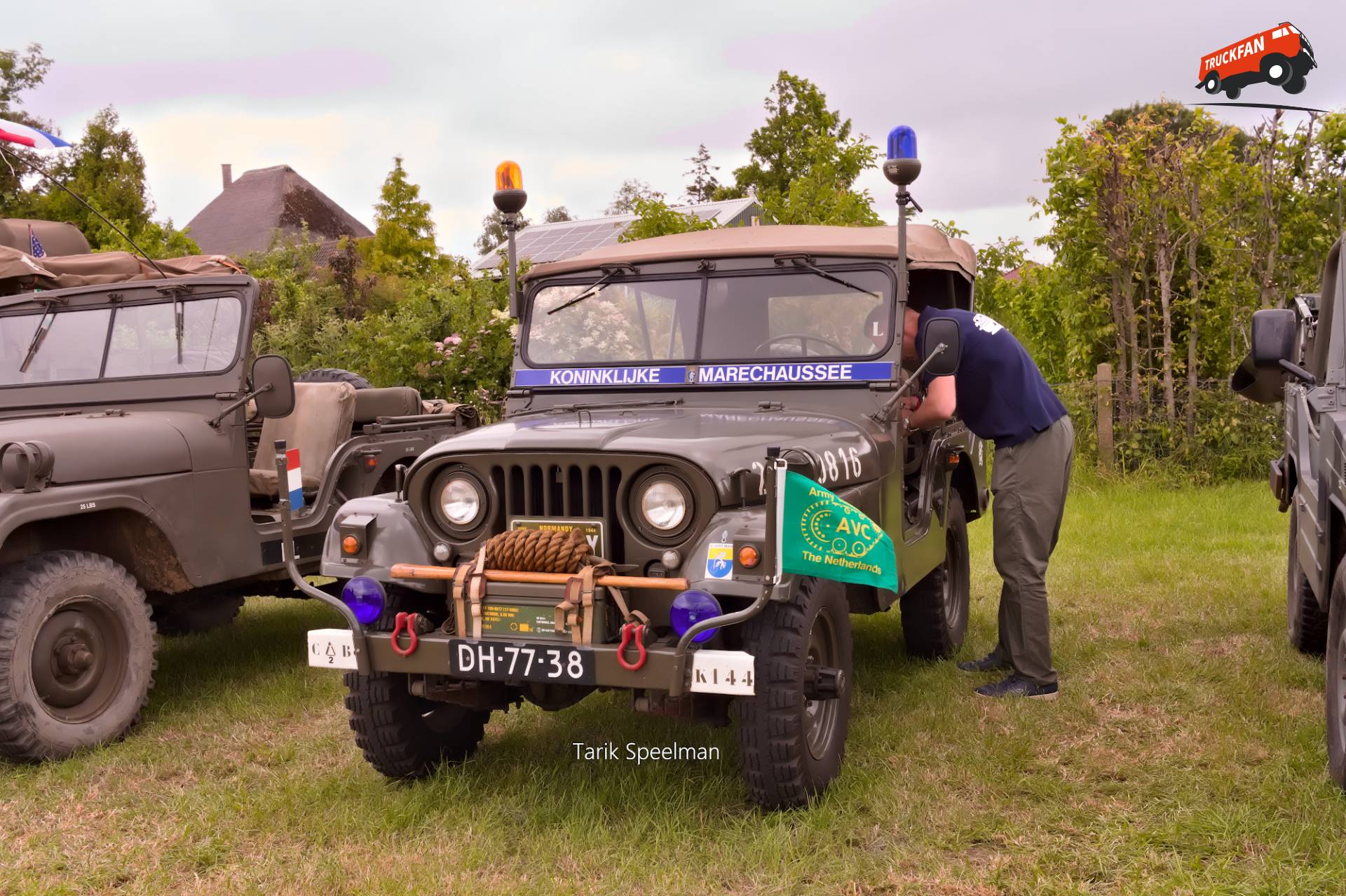 Willys MA38A1 license plate DH-77-38 with the Royal Netherlands Marechaussee