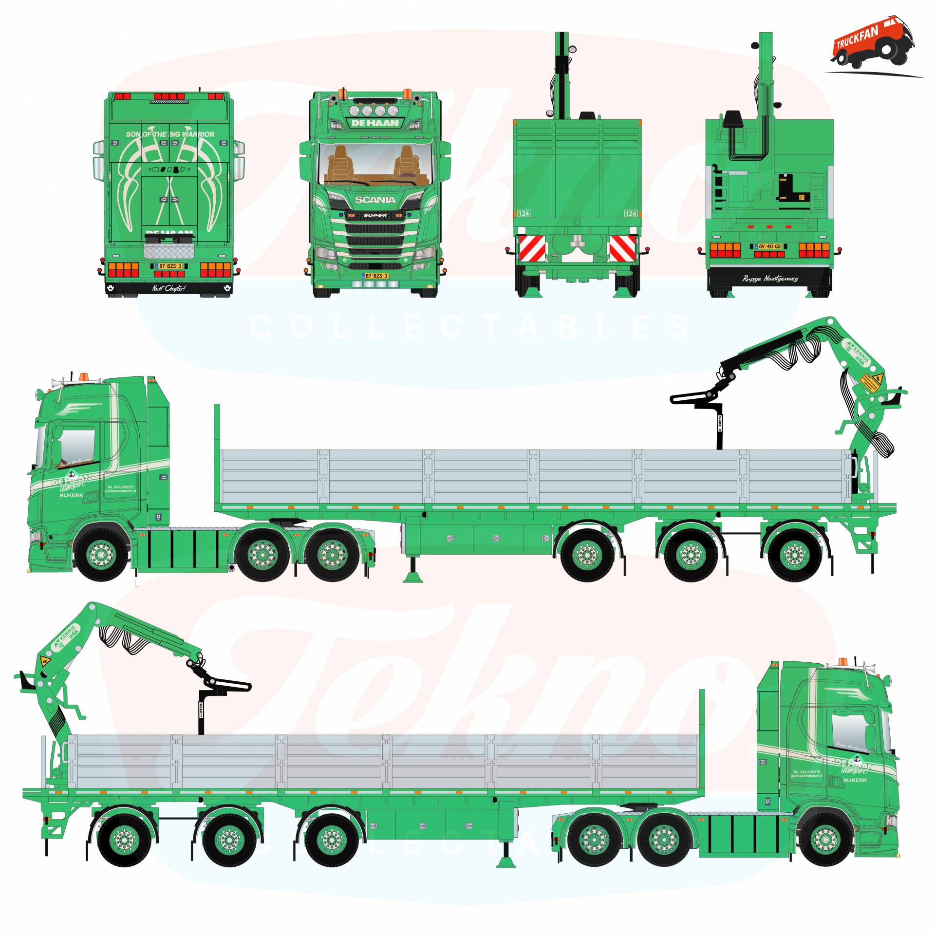 Nieuw 1:50 Scania S530 model met KWB oplegger
