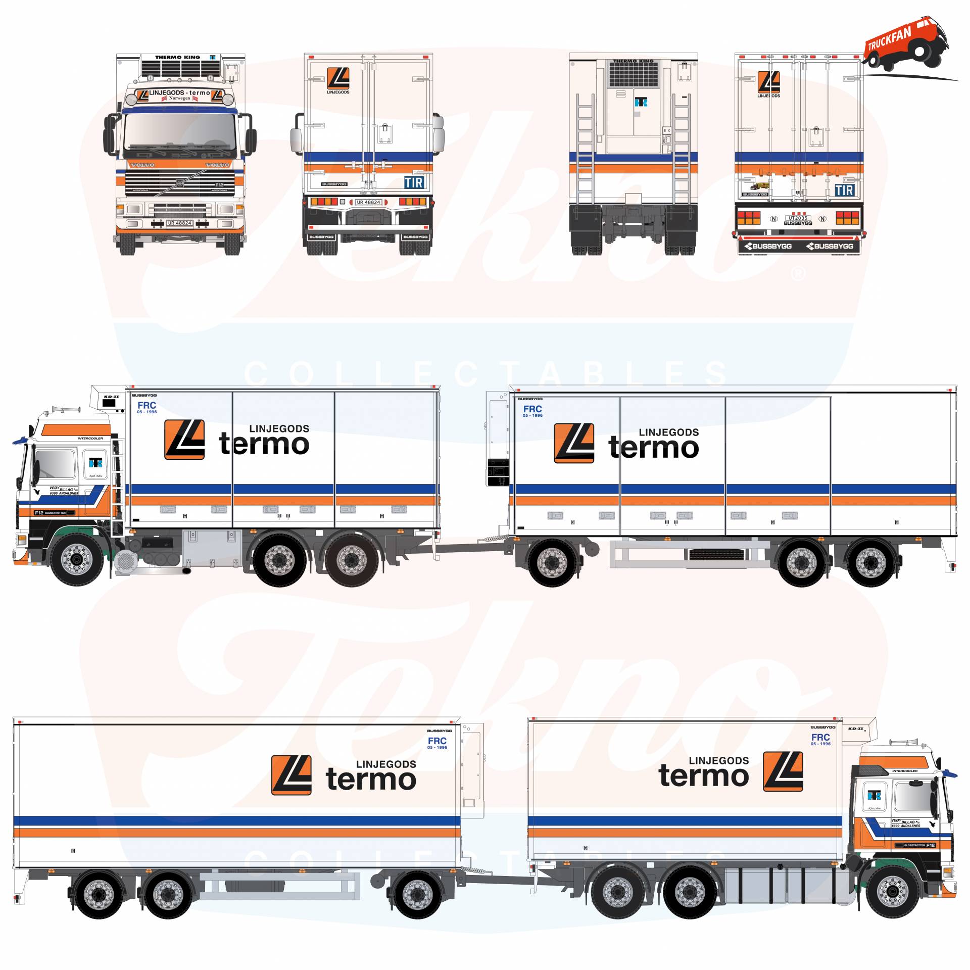 1:50 model Volvo F12 in Linjegods colors
