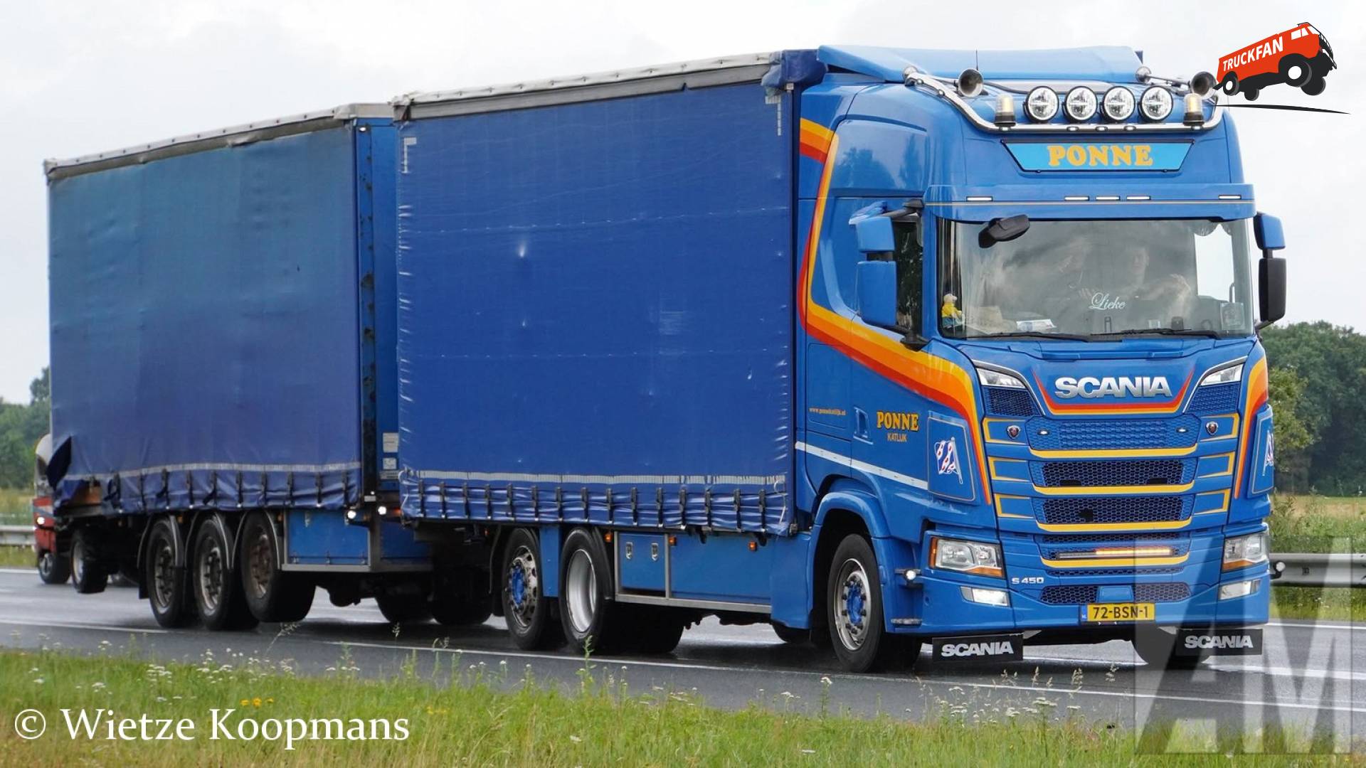 Scania S450 vrachtwagen van Fa. Ponne Transporten op A28