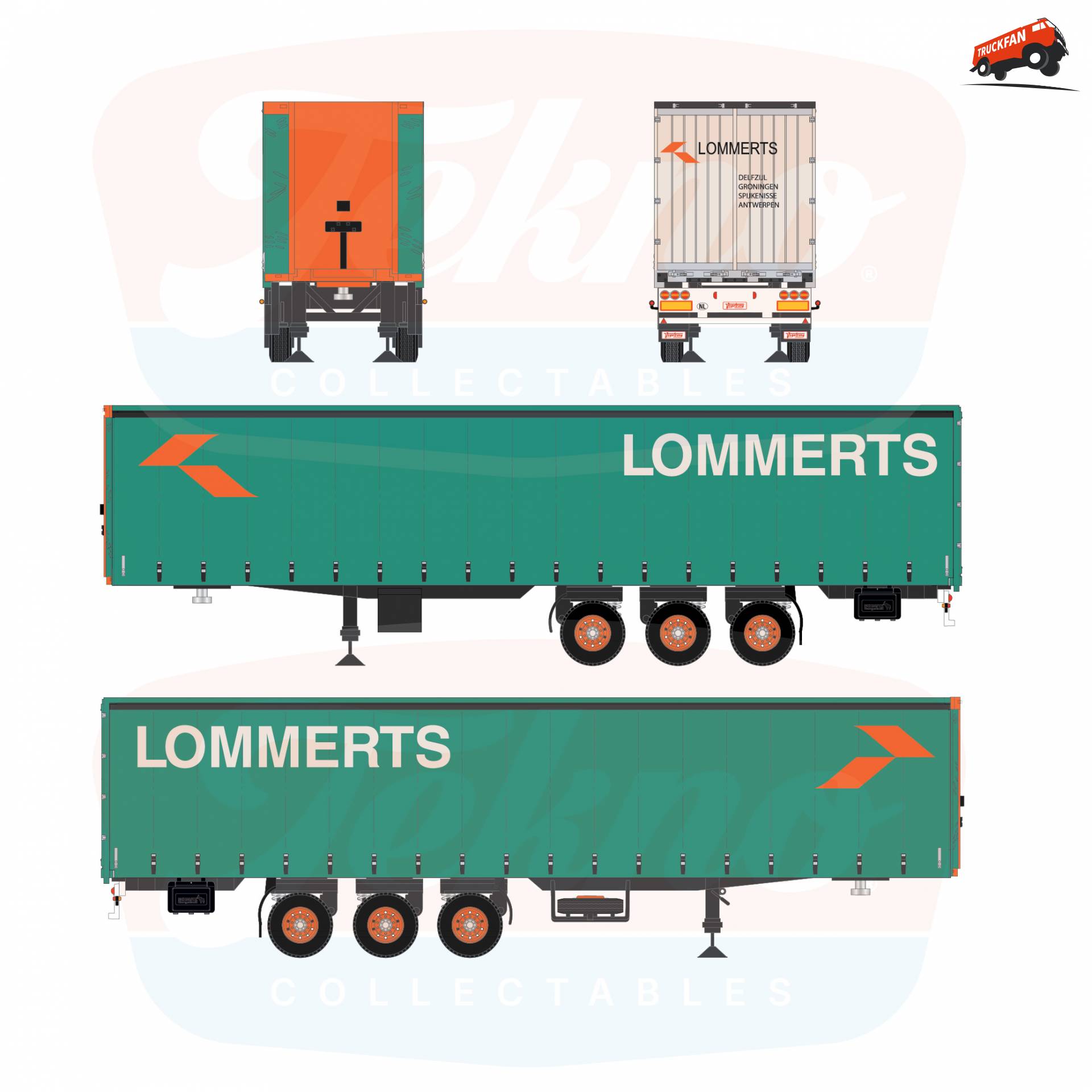 1:50 schaalmodel van Lommerts oplegger