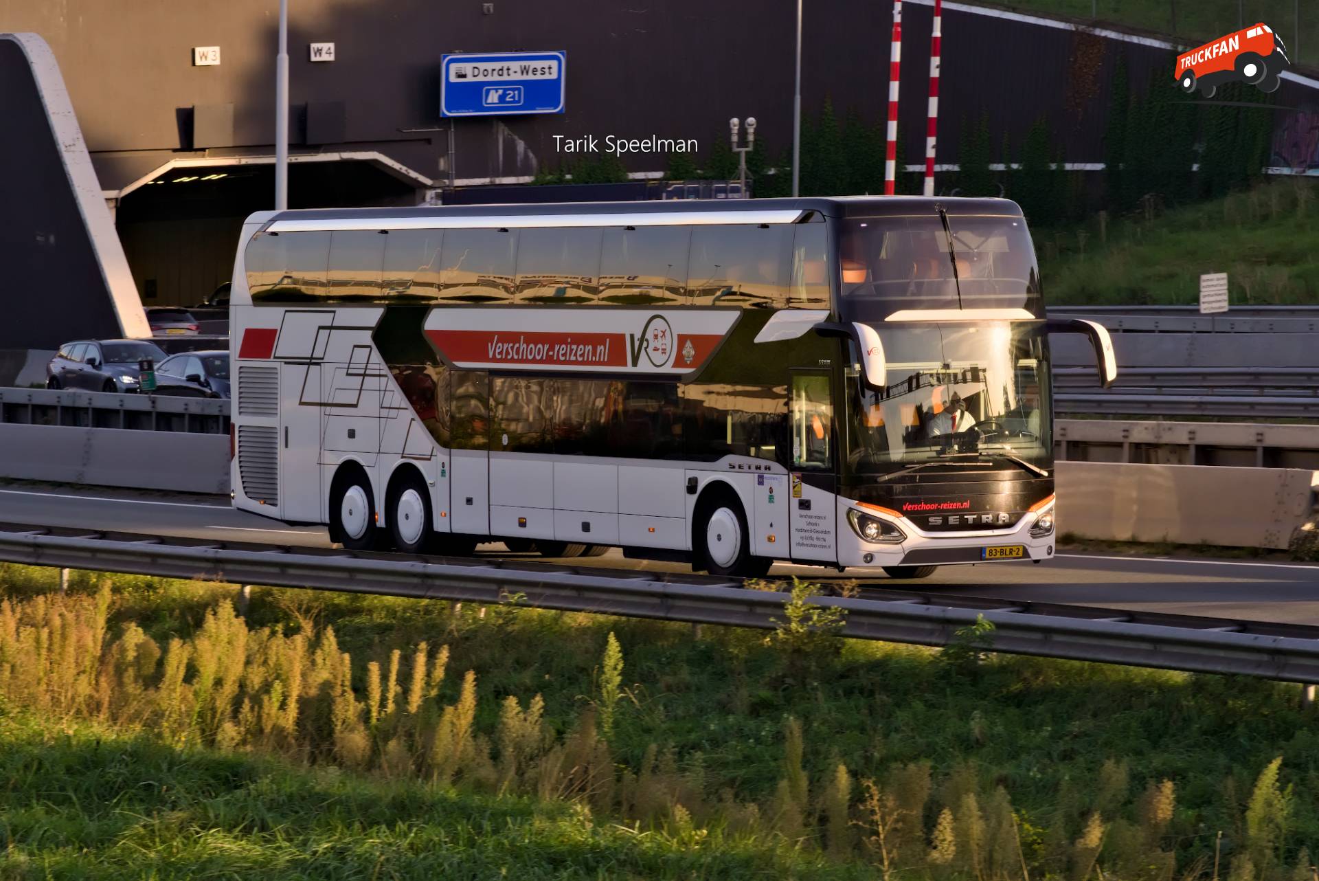 Setra S531 DT bus with license plate 83-BLR-2