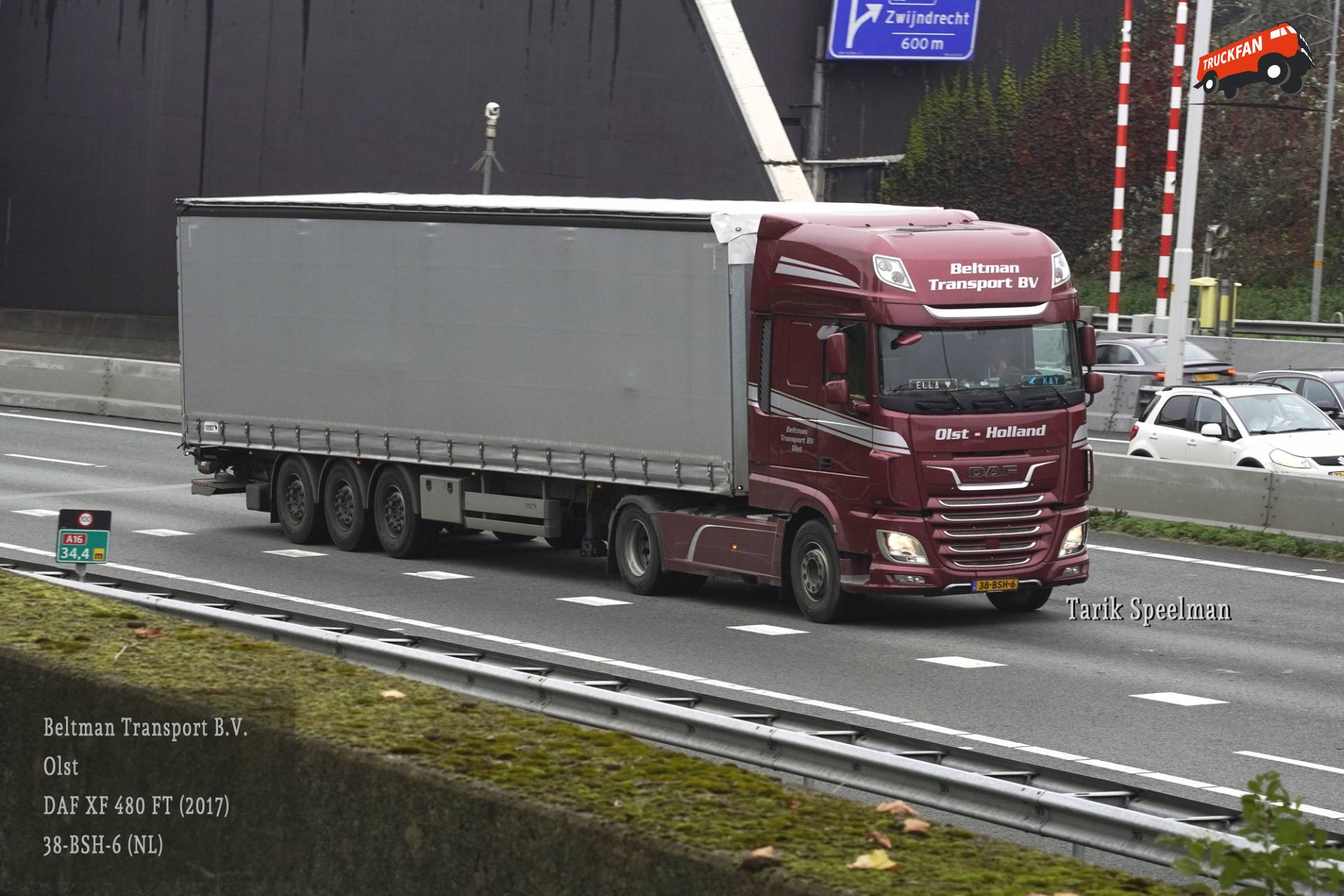 DAF XF Euro 6 vrachtwagen op A16