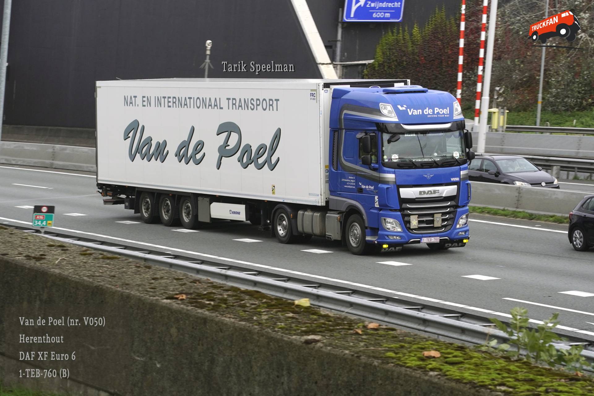 V050, DAF XF Euro 6 vrachtwagen met kenteken 1-TEB-760