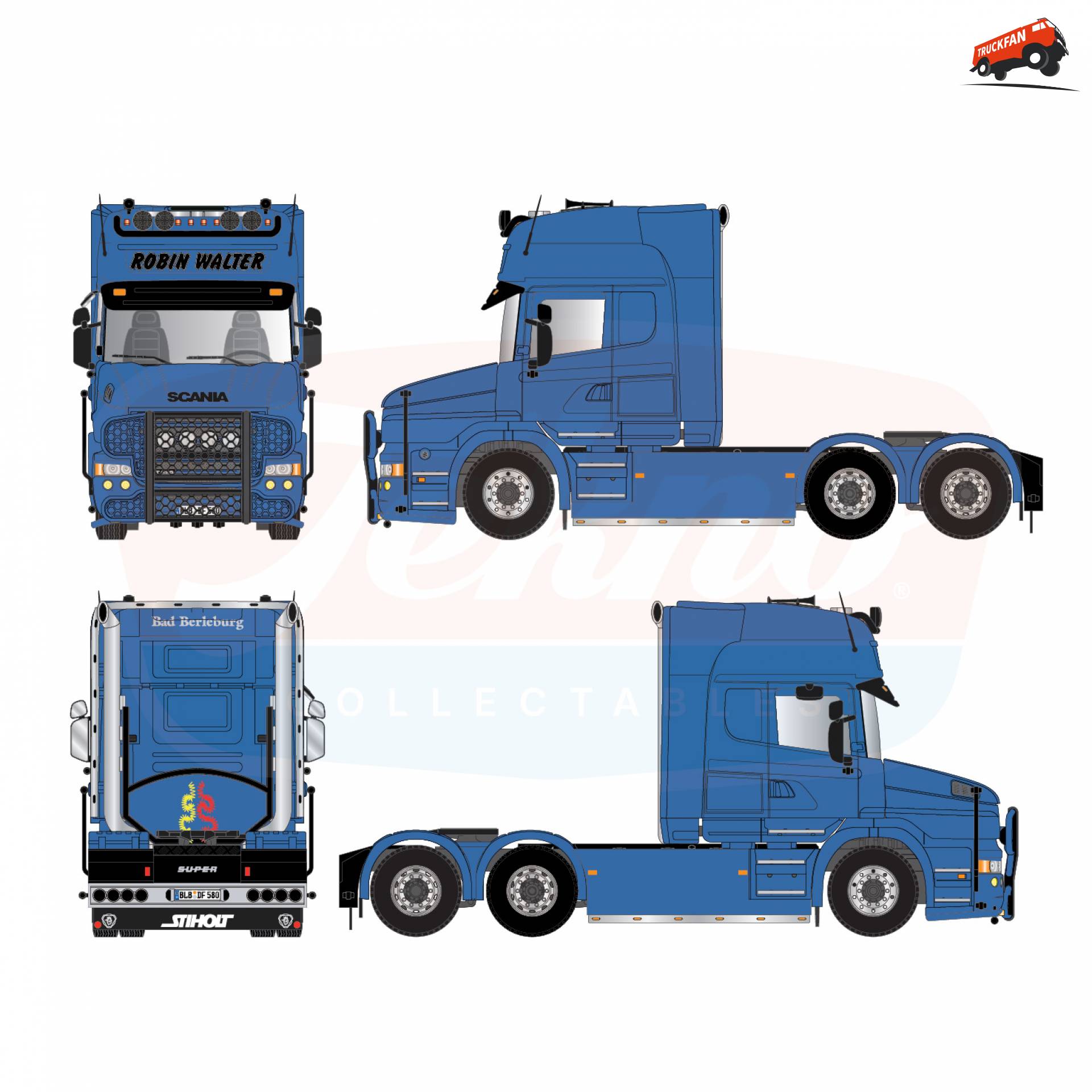 1:50 model van de Scania T van Robin Walter
