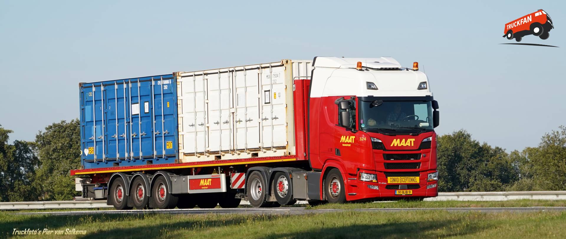 Scania R450 vrachtwagen bij A28 Veeningen