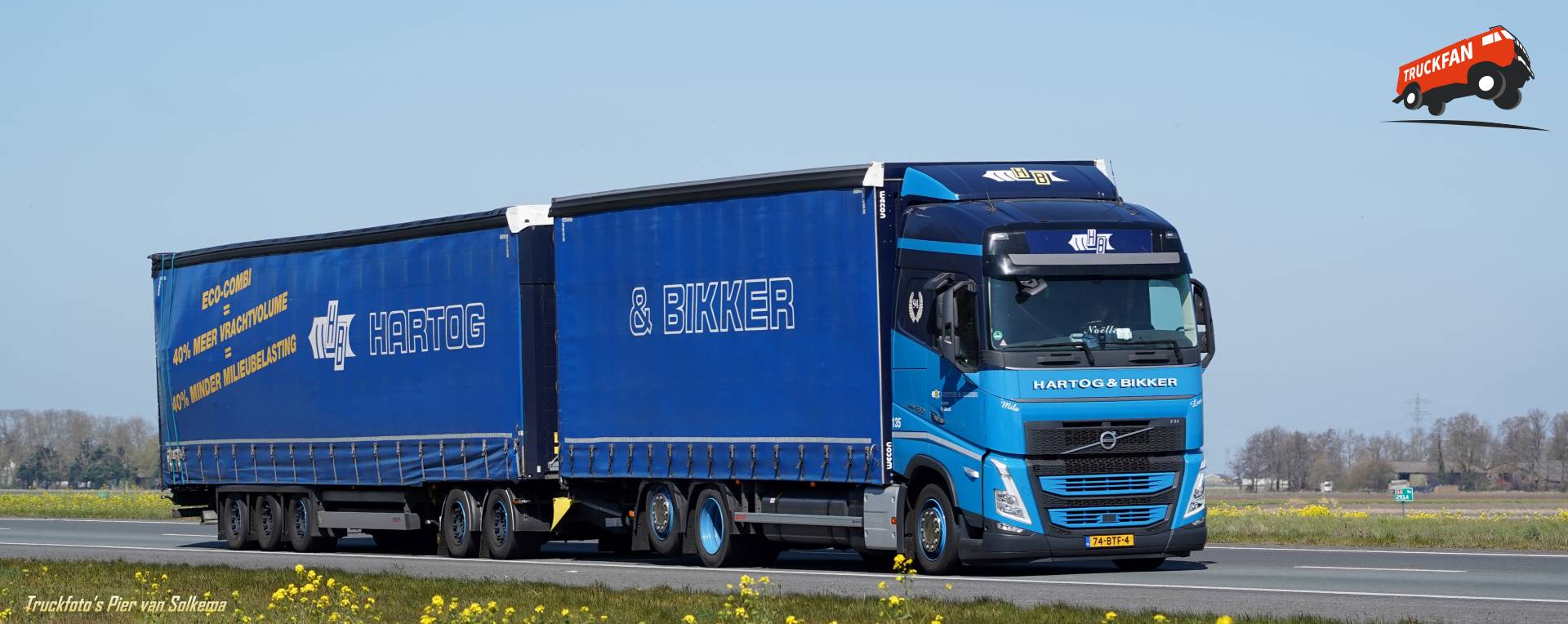 Volvo FH5 van Hartog & Bikker op A6 bij Lemsterhop