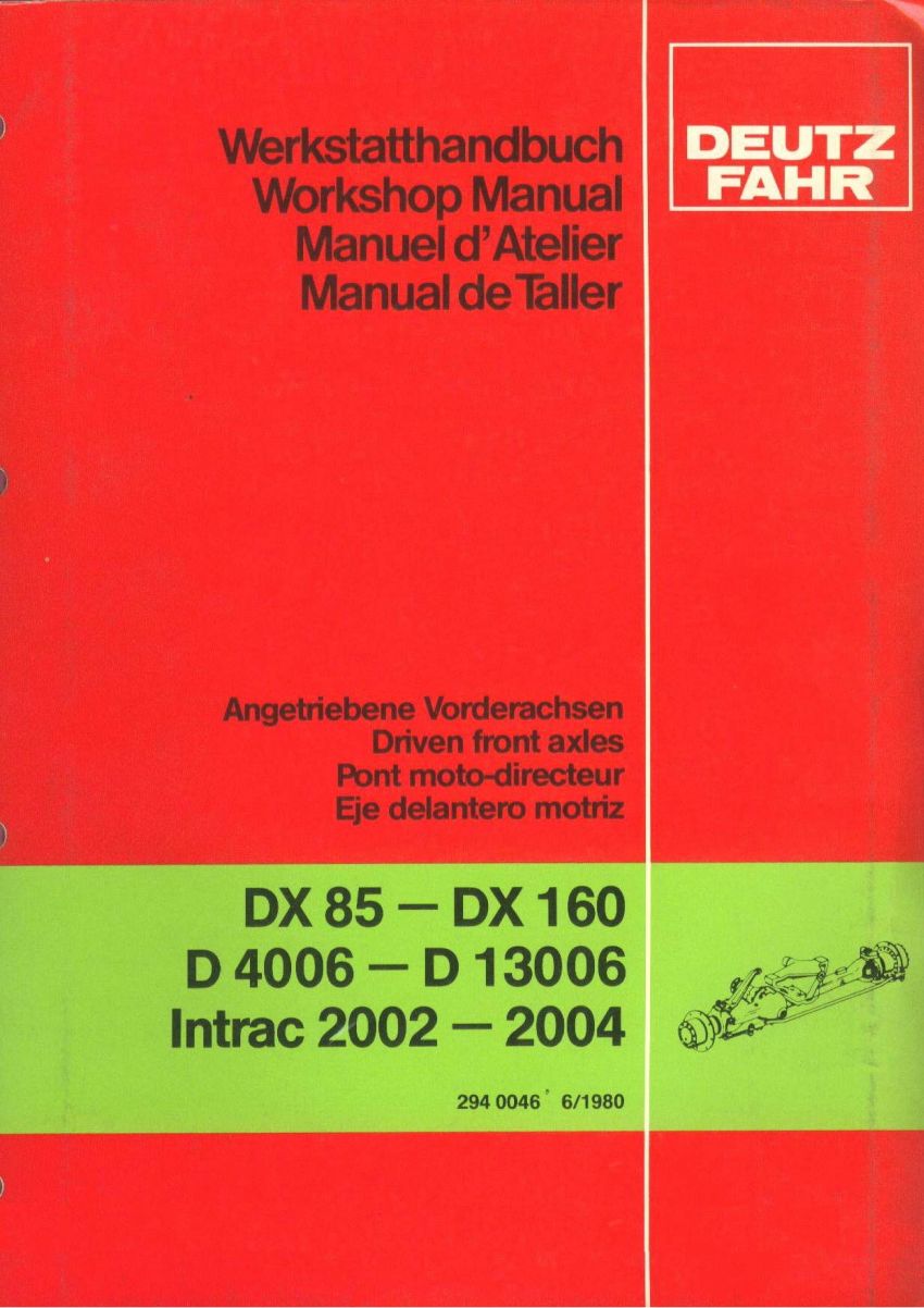 Deutz DX, 06 & Intrac - Vooras werkplaatshandleiding 