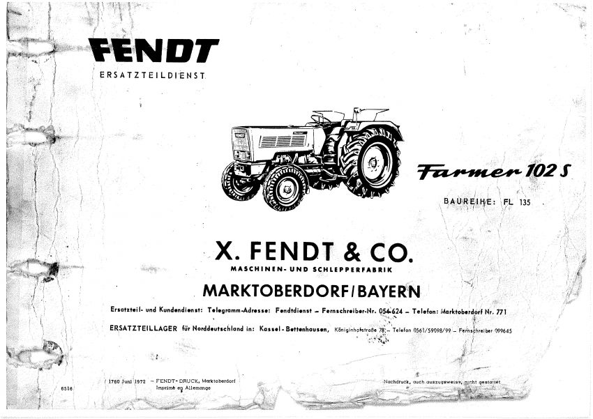 Fendt Farmer 102 s Onderdelen lijsten